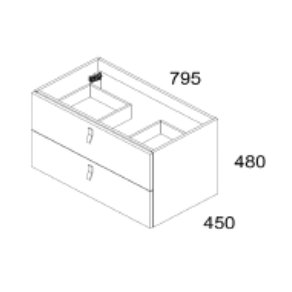 Mobile bagno sospeso con 2 cassetti colore verde oliva 80x45x48H cm - Vitty