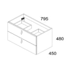 Mobile bagno sospeso con 2 cassetti colore verde oliva 80x45x48H cm - Vitty