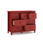 Cassettiera in legno massiccio con 7 cassetti colore bordeaux 110x40x80H cm - Missy