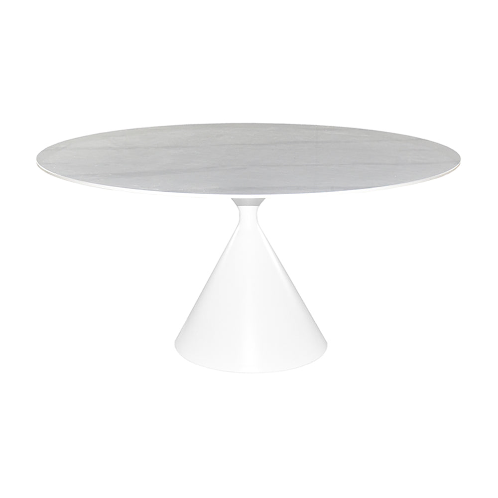 Tavolo rotondo con piano effetto marmo bianco 150x150x76H Punto