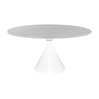 Tavolo rotondo con piano effetto marmo bianco 150x150x76H Punto