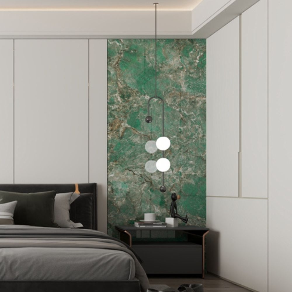 Pannello decorativo effetto marmo verde lucido 122x300 PANGH168