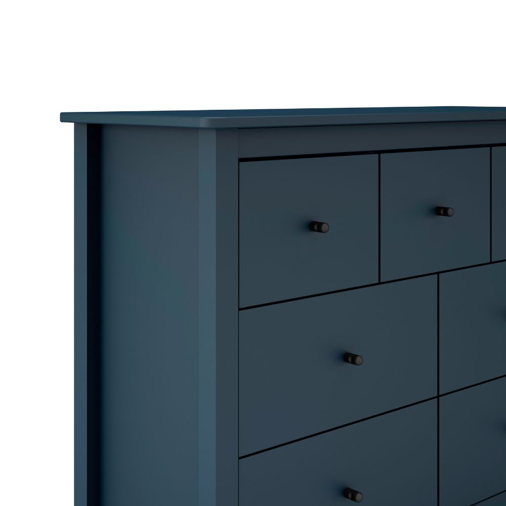 Cassettiera in legno massiccio con 7 cassetti colore blu 110x40x80H cm - Missy