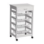 Carrello da cucina con cestini estraibili e cassetto color bianco - Vesuvio