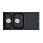 Lavello cucina 2 vasche gocciolatoio reversibile fragranite 100x50 cm. nero Franke FXG661