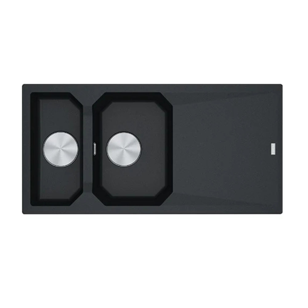 Lavello cucina 2 vasche gocciolatoio reversibile fragranite 100x50 cm. nero Franke FXG661
