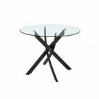 Tavolo rotondo 130x130 cm in vetro temperato con gambe incrociate nero Peyton
