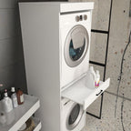 Colonna bucato coprilavatrice e copriasciugatrice con cassetto appoggio colore bianco Fika
