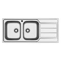 Lavello da incasso in acciaio inox 2 vasche e gocciolatoio destro 116x50 Tirreno116