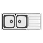 Lavello da incasso in acciaio inox 2 vasche e gocciolatoio destro 116x50 Tirreno116