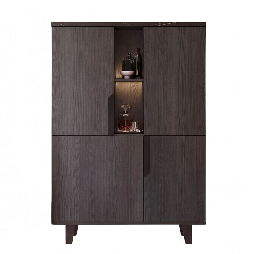 Vitrine-crédence à 2 portes coloris palissandre noir 110x159h cm - Zaira
