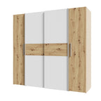 Armadio 4 ante rovere e bianco con ante scorrevoli e battenti 200x61x190H Teodoro