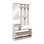 Mobile ingresso con specchio, appendiabiti, cassetto e scarpiera colore beige Rudolf