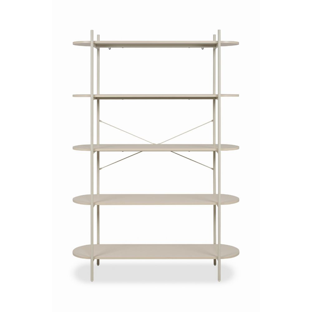 Libreria con 5 ripiani rovere e struttura in metallo beige Hanoi20B