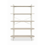 Libreria con 5 ripiani rovere e struttura in metallo beige Hanoi20B