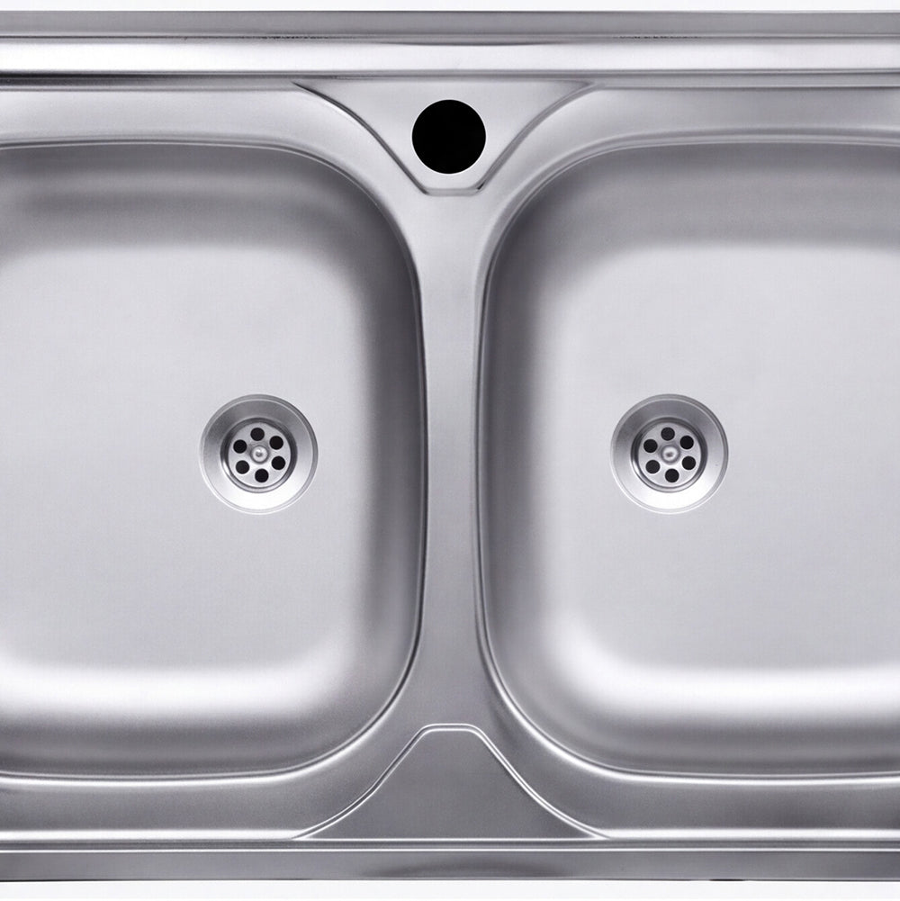 Lavello doppia vasca 80x50 cm con superficie satinata - N214