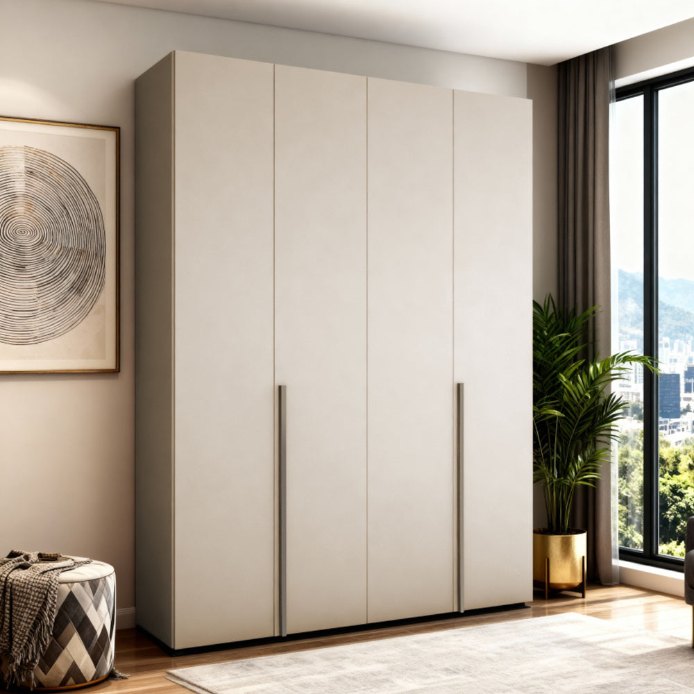 Armadio 4 ante battenti cashmere con ripiani e aste appendiabiti H 245 cm Modular