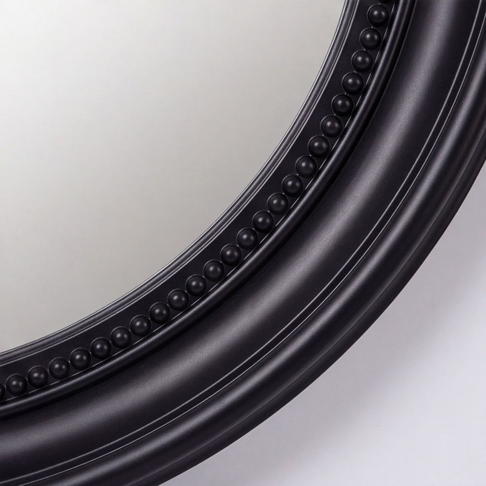 Specchio decorativo rotondo da parete 45x45 cm nero con bordo interno perlinato MR512