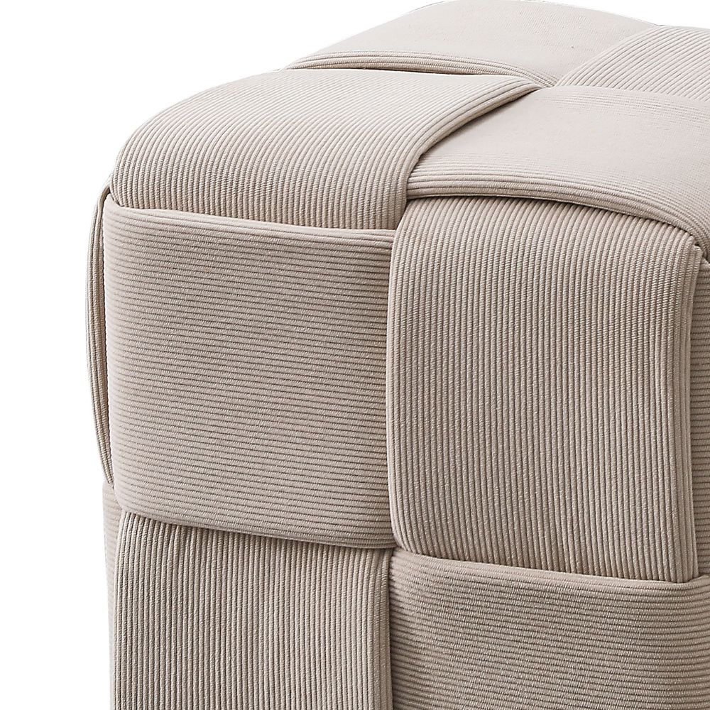Quadratischer Pouf in Flechtoptik, taupefarben, 39x39H cm - Artur