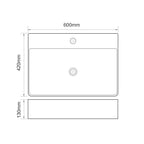 Lavabo d'appoggio in ceramica nero opaco 60x42x13H 9555