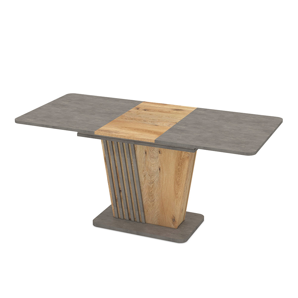 Tavolo allungabile con piano e base cemento e struttura portante in rovere con dettaglio listellare 120x75x75H Luna
