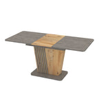 Tavolo allungabile con piano e base cemento e struttura portante in rovere con dettaglio listellare 120x75x75H Luna