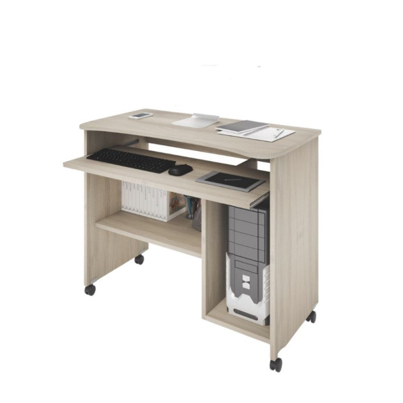 Scrivania con ruote e ripiano estraibile colore olmo 93 cm - Cercando