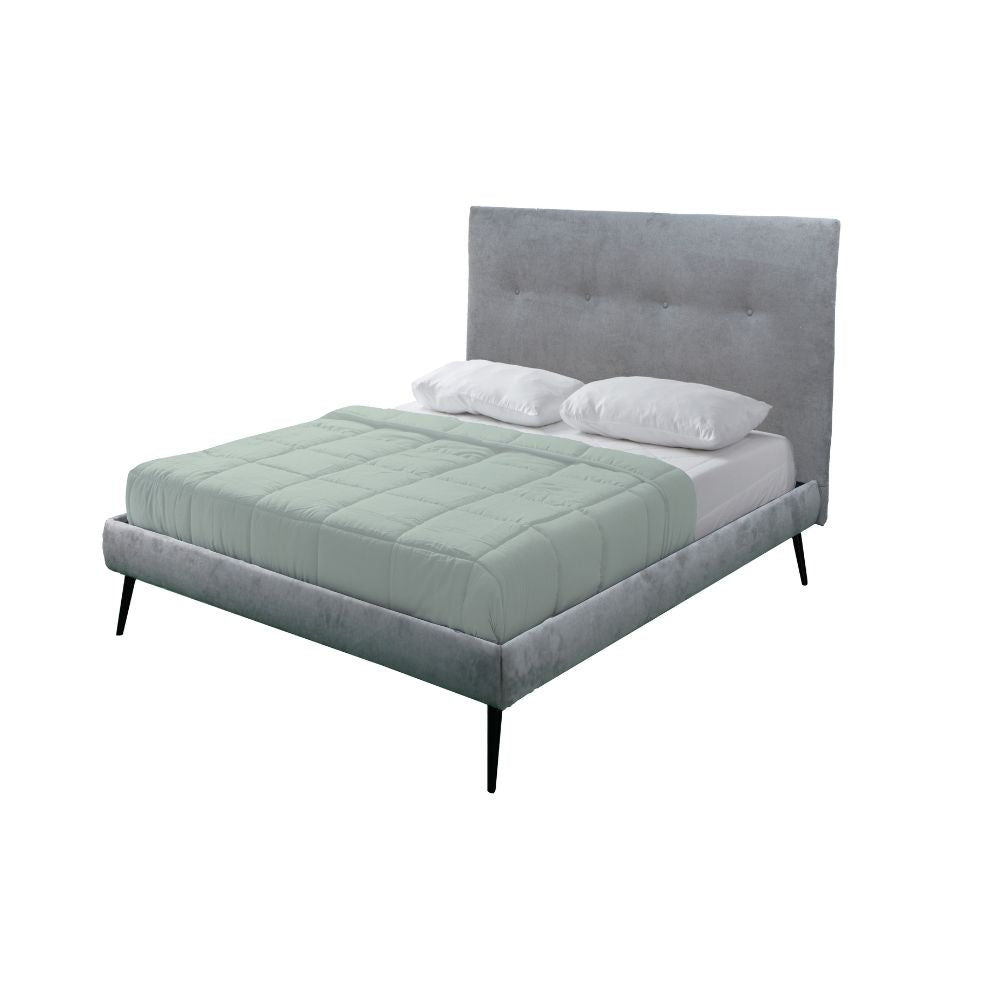 Lit une place et demie avec sommier inclus tissu couleur gris clair - Stiletto