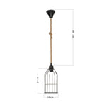 Lampada a sospensione in metallo nero e corda Halat ASZ0549