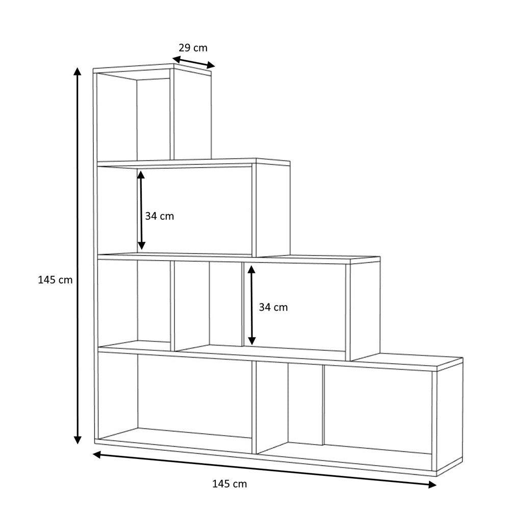 Libreria a scala 145x145 cm in legno colore beton - Alis