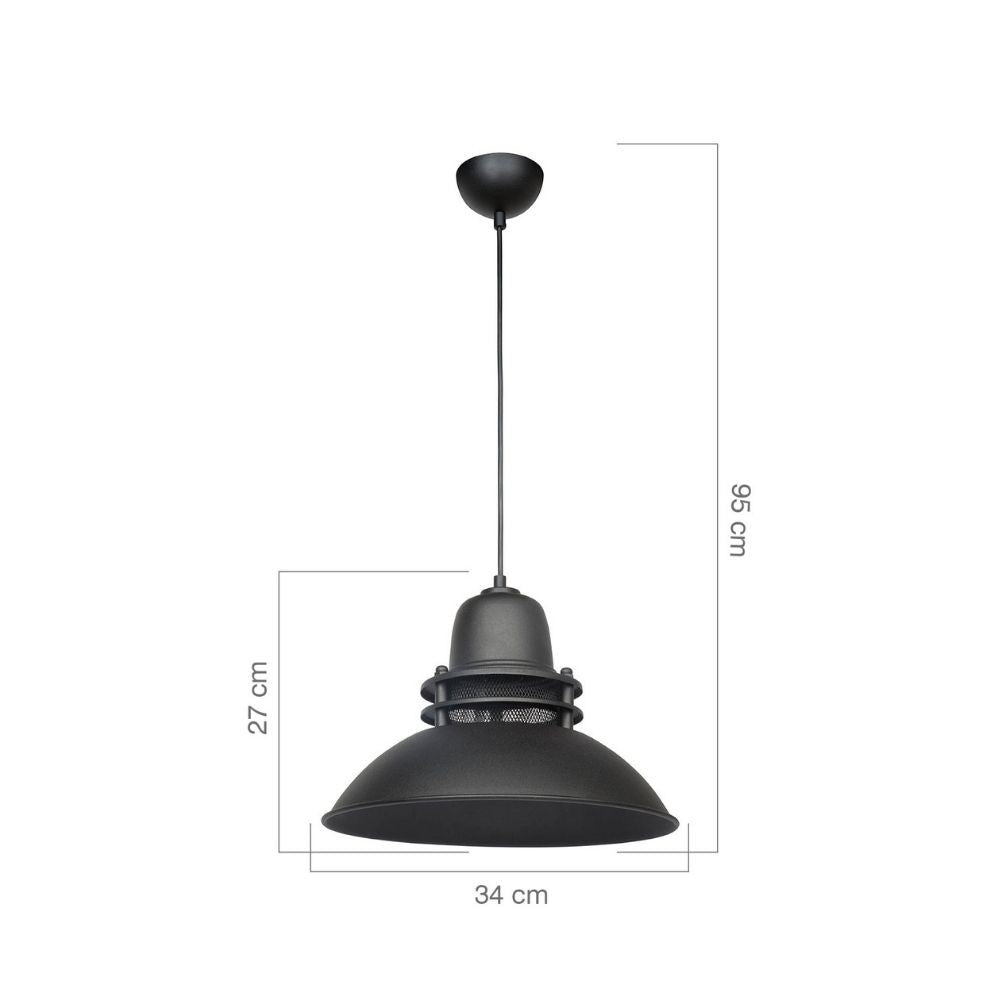 Lampada a sospensione 95h colore nero stile industriale Tibet