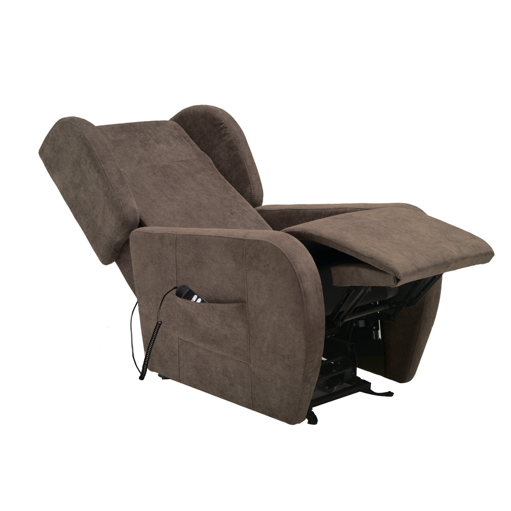 Poltrona alzapersona 2 motori con roller bar e tessuto antimacchia brown Lift