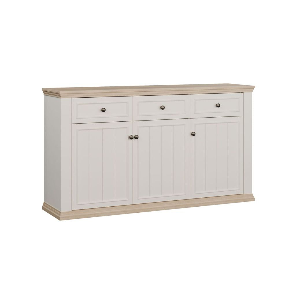 PNTK232-Q214 BUFFET ESSENZA AVEC 3 TIROIRS ET 3 PORTES COULEUR BLANC ET CHÊNE
