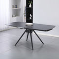 Tavolo girevole allungabile con piano in ceramica effetto marmo nero opaco 120x88x76H Kitti
