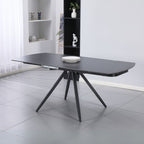Tavolo girevole allungabile con piano in ceramica effetto marmo nero opaco 120x88x76H Kitti