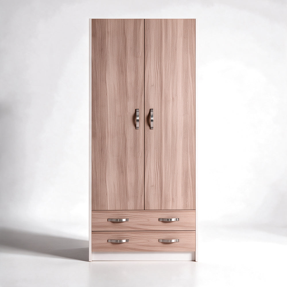 Armadio con 2 ante e 2 cassetti colore olmo 91x210H cm