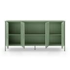 Credenza in metallo con 4 ante reticolate verde 160x40x90H cm - Tayra