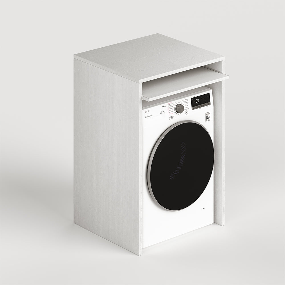 Colonna lavanderia coprilavatrice e copriasciugatrice 71x65x210 cm bianco frassinato con ripiano estraibile