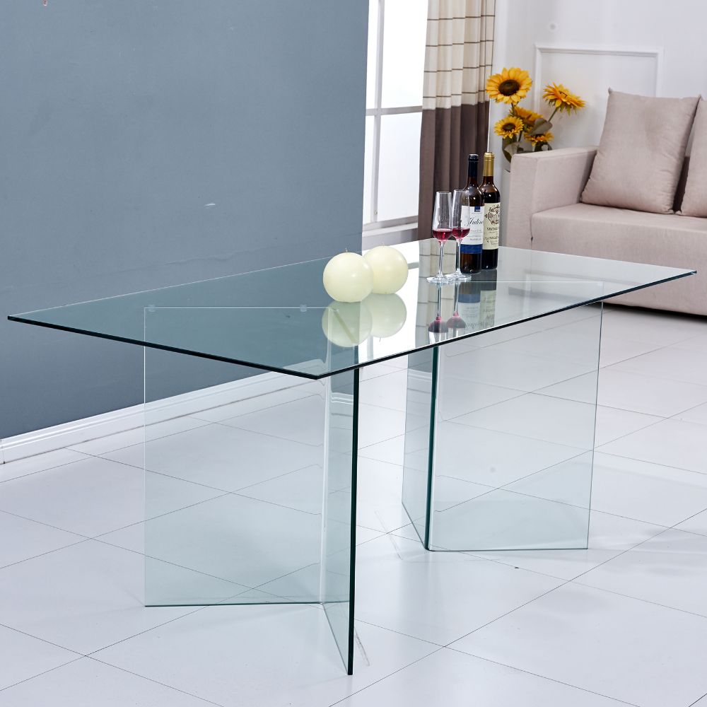 Table en verre transparent trempé 160x75H - Nespolo