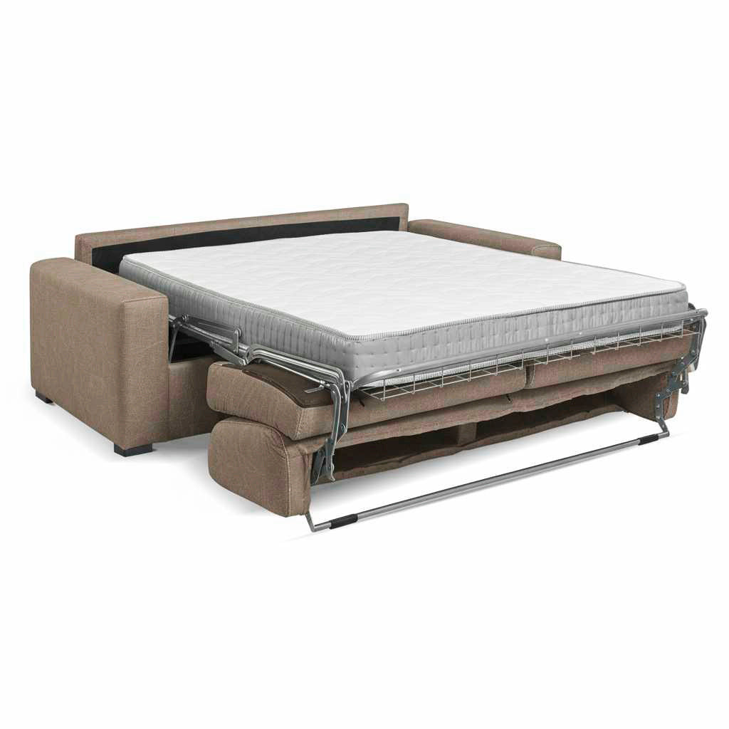 Divano letto 3 posti tessuto Queens colore taupè 200x98x86h Flash