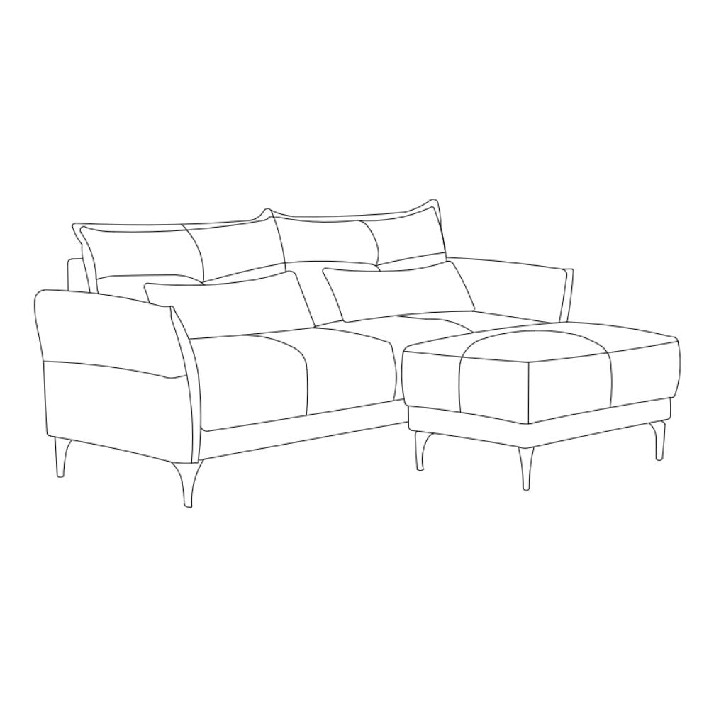 Divano 3 posti con pouf in tessuto beige 196x76x86H Nutmeg