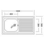 Lavello appoggio 1 vasca con gocciolatoio destro 100x50 cm. inox SA10050 Samet