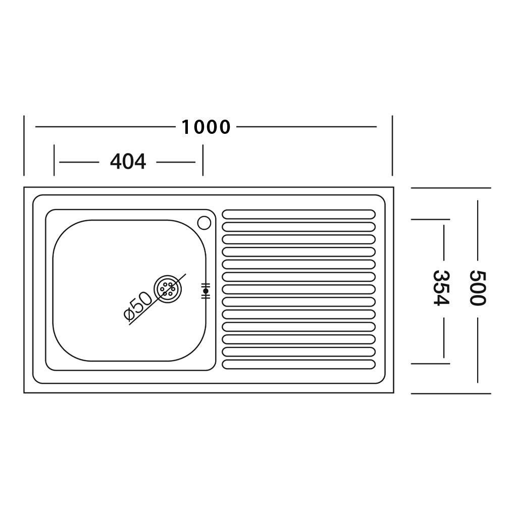 Lavello appoggio 1 vasca con gocciolatoio destro 100x50 cm. inox SA10050 Samet