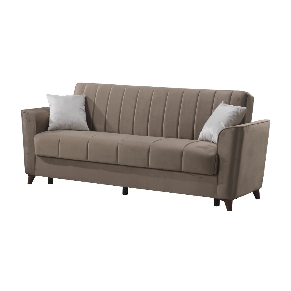 3-Sitzer-Schlafsofa mit Stauraum in Braun 223 cm - Mokel