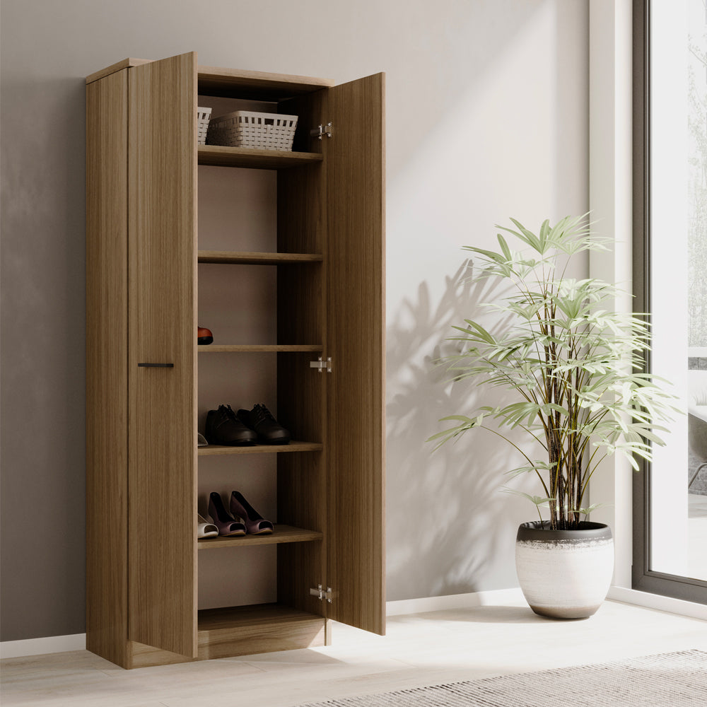 Armadio scarpiera con 2 ante e 5 ripiani colore noce 71x182H cm - Gabriella