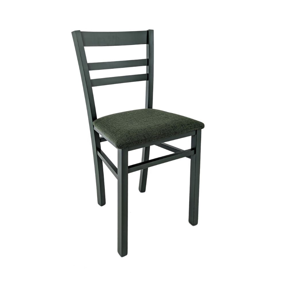 Lot de 2 chaises en bois recouvertes de tissu vert - Chromé