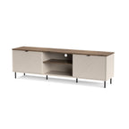 Mobile porta Tv 2 ante design geometrico e vani a giorno cashmere e top rovere Mirage03