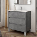 Mobile bagno con 3 cassetti colore cemento 80x45x84H cm - Konni