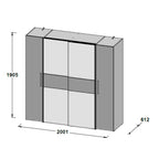 Armadio 4 ante rovere e bianco con ante scorrevoli e battenti 200x61x190H Teodoro