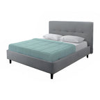 Letto matrimoniale con rete inclusa rivestimento tessuto grigio chiaro - Snello
